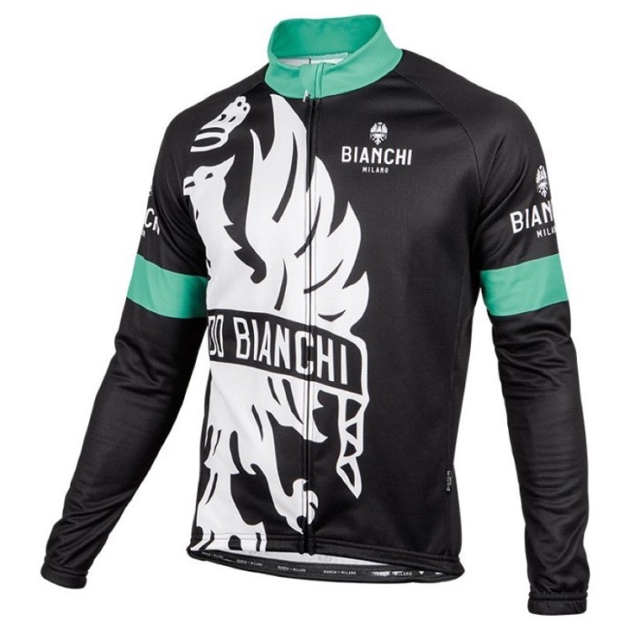 2016 Bianchi Milano Sorisole Black-Green Long Sleeve Cycling Jersey And Bib Pants Set