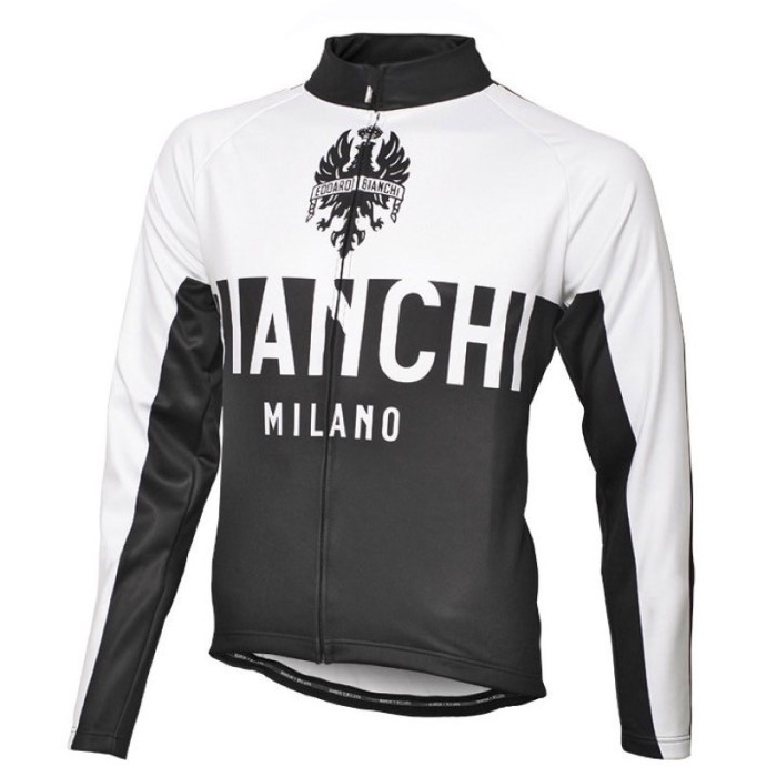 2016 Bianchi Milano Nalon White-Black Long Sleeve Cycling Jersey And Bib Pants Set