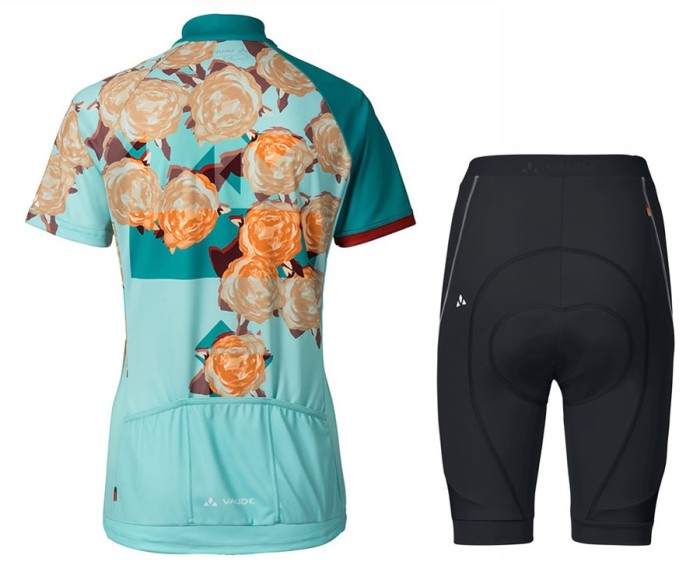 2017 Vaude Tomaly Flower Blue Cycling Jersey And Shorts Set