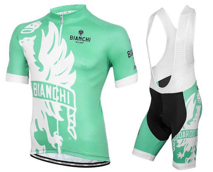 2016 Bianchi Milano Sorisole White-Green Cycling Jersey And Bib Shorts Set