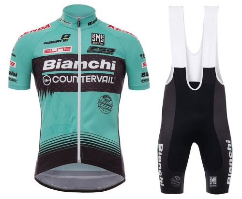 2017 Bianchi Countervail Green Cycling Jersey And Bib Shorts Set