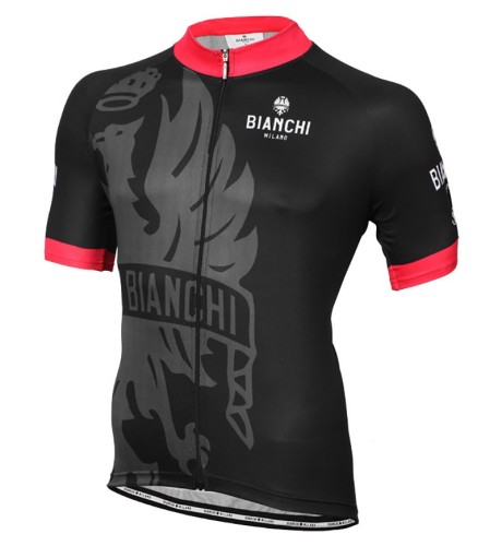 2016 Bianchi Milano Sorisole Black-Red Cycling Jersey And Bib Shorts Set