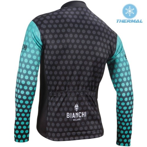 2017 Bianchi Petreso Black-Green Thermal Long Sleeve Cycling Jersey