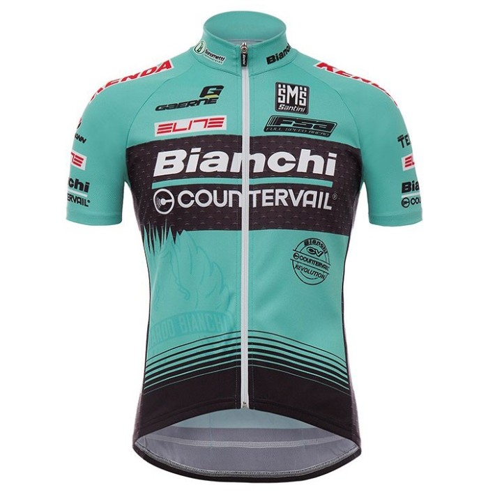 2017 Bianchi Countervail Green Cycling Jersey And Bib Shorts Set