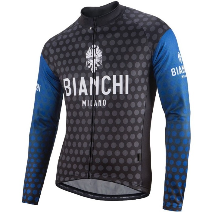 2017 Bianchi Petreso Black-Blue Long Sleeve Cycling Jersey And Bib Pants Set