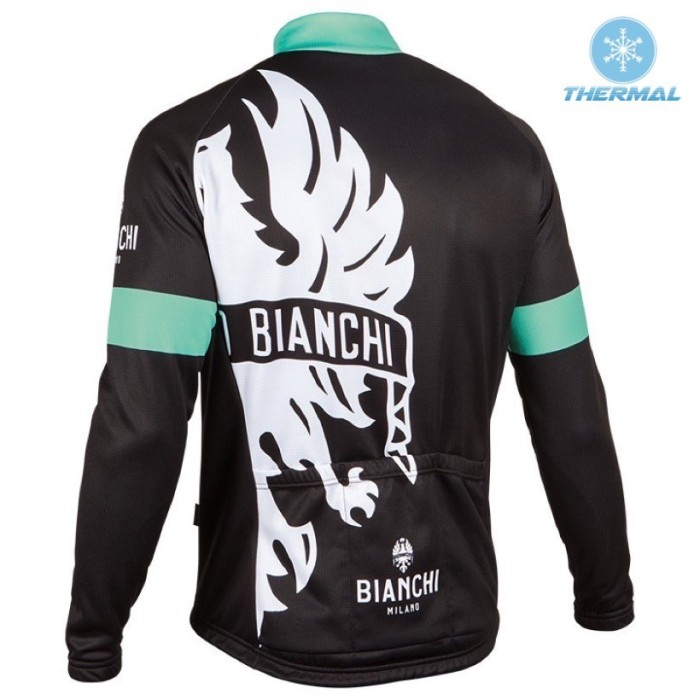 2016 Bianchi Milano Sorisole Black-Green Thermal Long Sleeve Cycling Jersey And Bib Pants Set