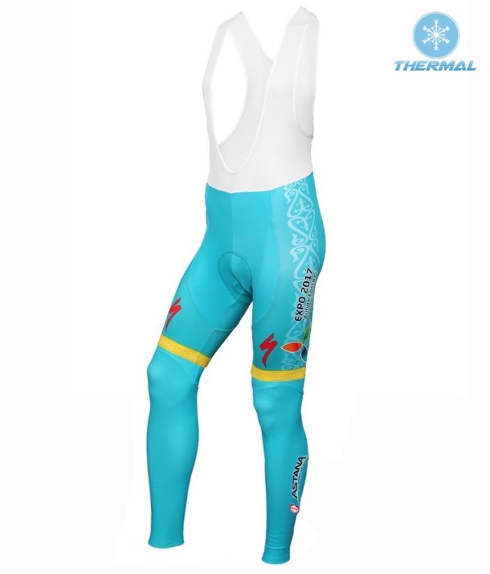 2016 Astana Pro Team Thermal Long Sleeve Cycling Jersey And Bib Pants Set