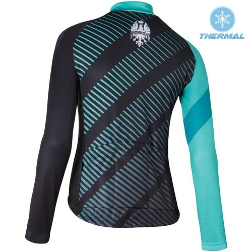 2017 Bianchi Catria Black-Green Women Thermal Long Sleeve Cycling Jersey