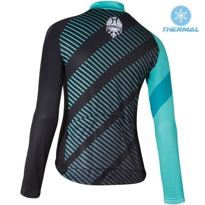 2017 Bianchi Catria Black-Green Women Thermal Cycling Jersey And Bib Pants Set