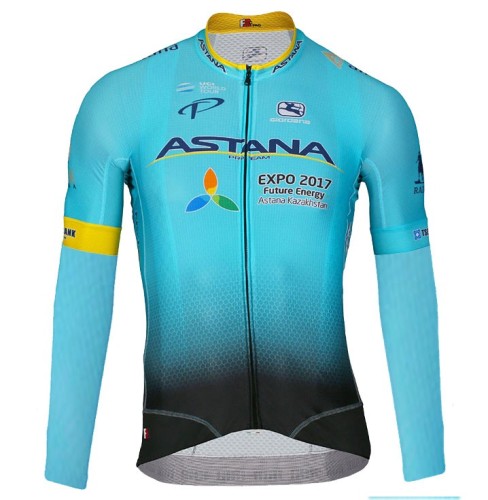 2017 Team Astana Blue Long Sleeve Cycling Jersey