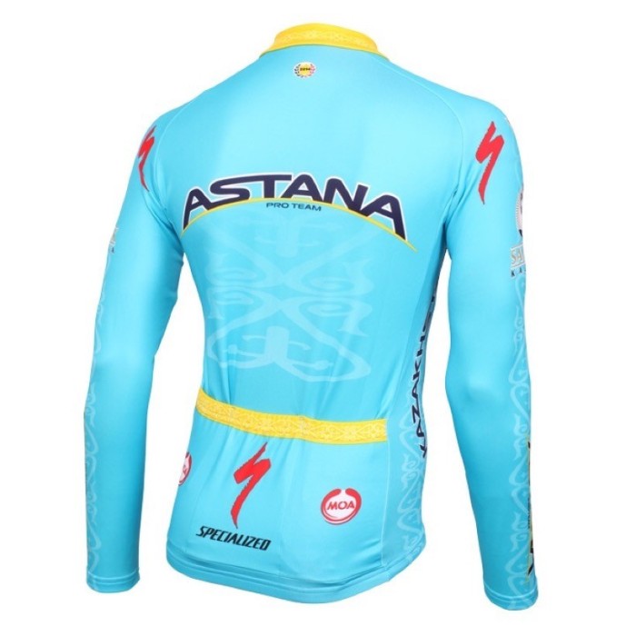 2016 Astana Pro Team Long Sleeve Cycling Jersey And Bib Pants Set