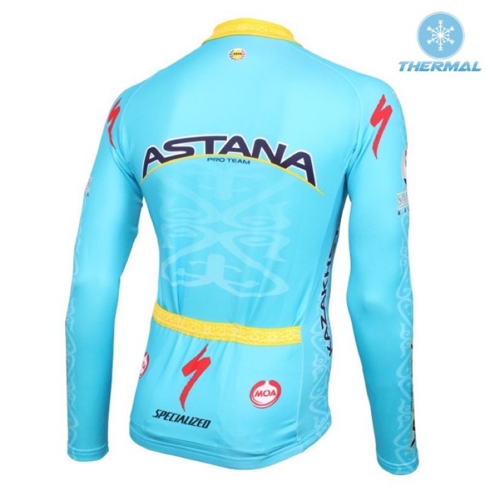 2016 Astana Pro Team Thermal Long Sleeve Cycling Jersey And Bib Pants Set