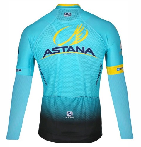 2017 Team Astana Blue Long Sleeve Cycling Jersey And Bib Pants Set