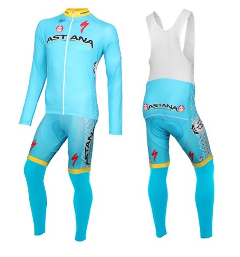 2015 Team Astana Long Sleeve Cycling Jersey And Bib Pants