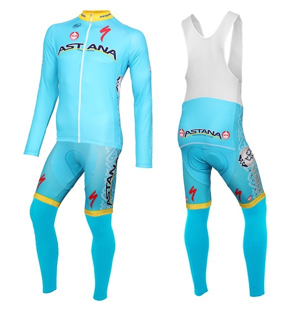 2015 Team Astana Long Sleeve Cycling Jersey And Bib Pants