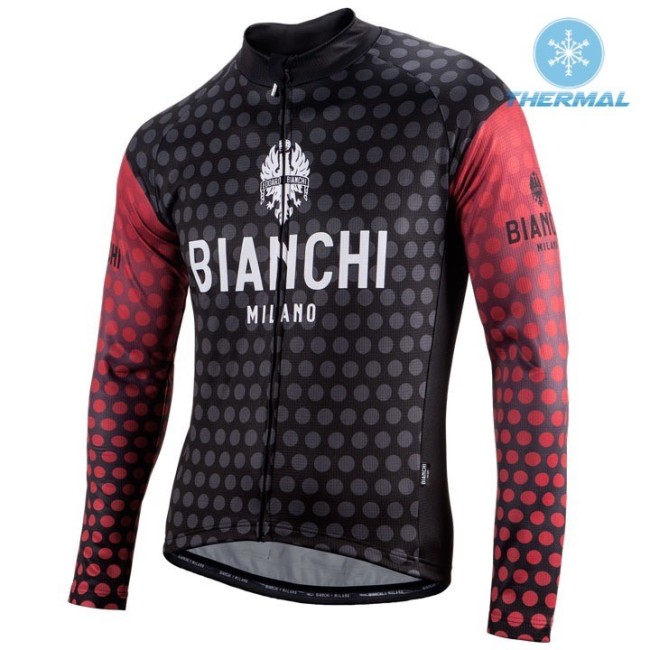 2017 Bianchi Petreso Black-Red Thermal Long Sleeve Cycling Jersey