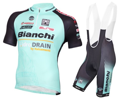 2015 Bianchi Active-TX Light Green Cycling Jersey And Bib Shorts Set