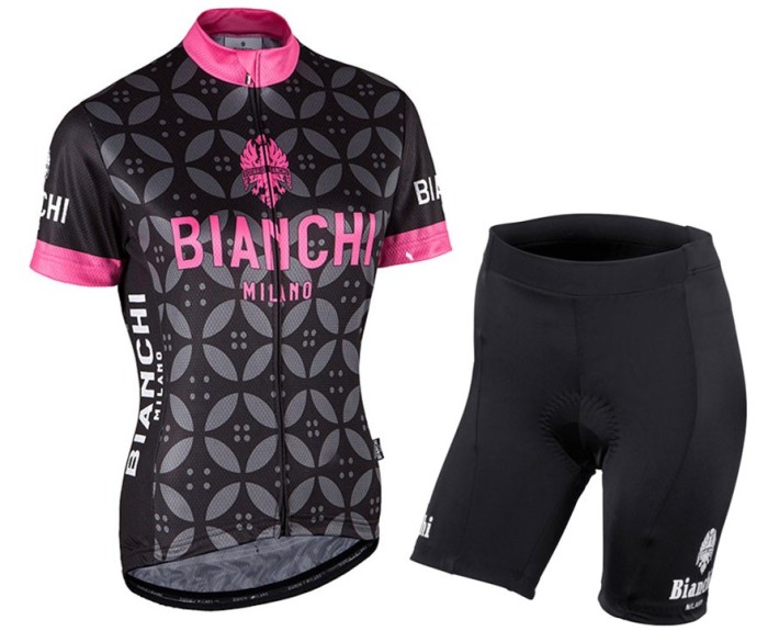 2017 Bianchi Milano Malgina Black-Pink Women’s Cycling Jersey And Shorts Set