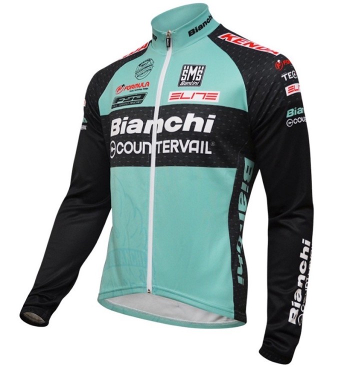 2016 Bianchi MTB Green Long Sleeve Cycling Jersey And Bib Pants Set