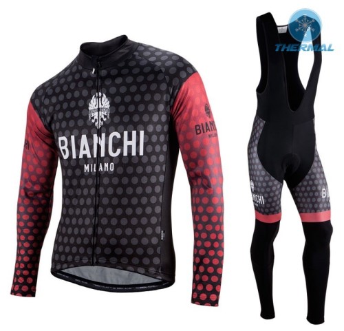 2017 Bianchi Petreso Black-Red Thermal Cycling Jersey And Bib Pants Set