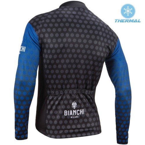 2017 Bianchi Petreso Black-Blue Thermal Long Sleeve Cycling Jersey