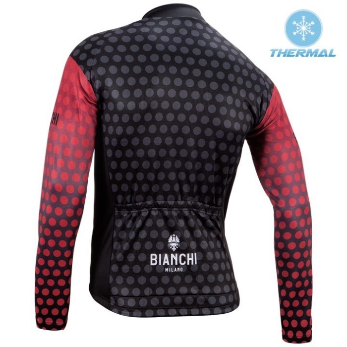 2017 Bianchi Petreso Black-Red Thermal Long Sleeve Cycling Jersey