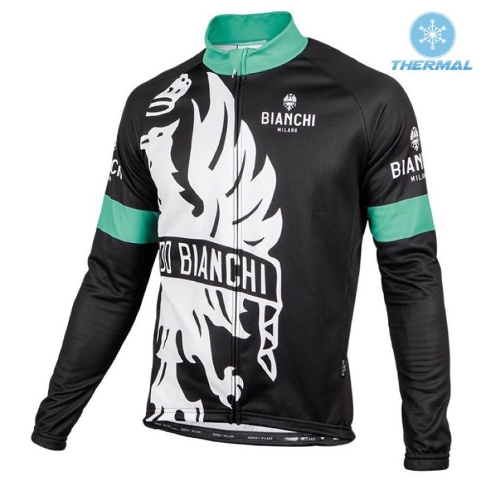 2016 Bianchi Milano Sorisole Black-Green Thermal Cycling Long Sleeve Jersey