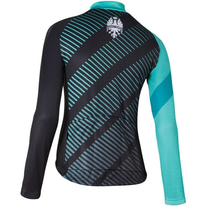 2017 Bianchi Catria Black-Green Women Long Sleeve Cycling Jersey