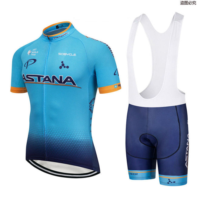 2018 Quick Dry Men TEAM ASTANA Cycling Jersey GEL Breathable Pad Bike Shorts