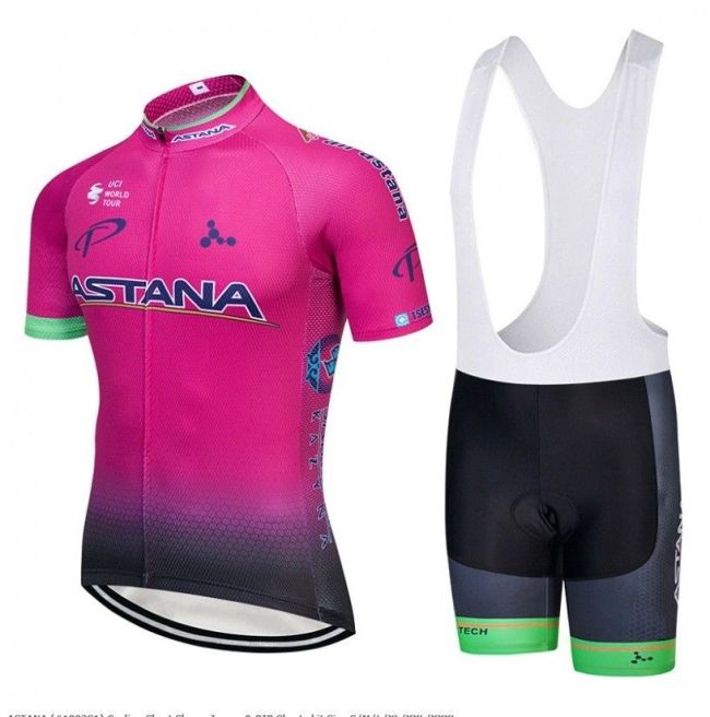 2018 MAILLOT + CULOTE Astana Cycling Short Sleeve Jersey And Bib Shorts Set