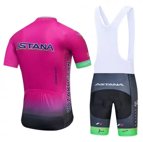 2018 MAILLOT + CULOTE Astana Cycling Short Sleeve Jersey And Bib Shorts Set