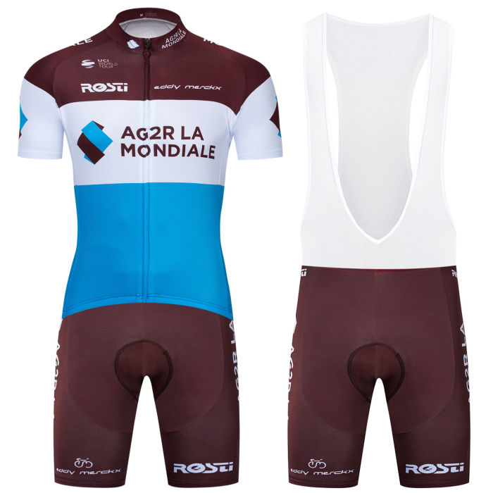 2019 AG2R Team Men's Cycling Clothing Set Short Jersey Bib Shorts Shirt Pants Pad Set