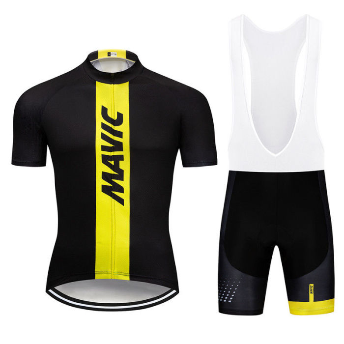 2019 Mavic Black Men Bike Team Cycling Jerseys Short Sleeve Bib Shorts Kits Racing Uniforms