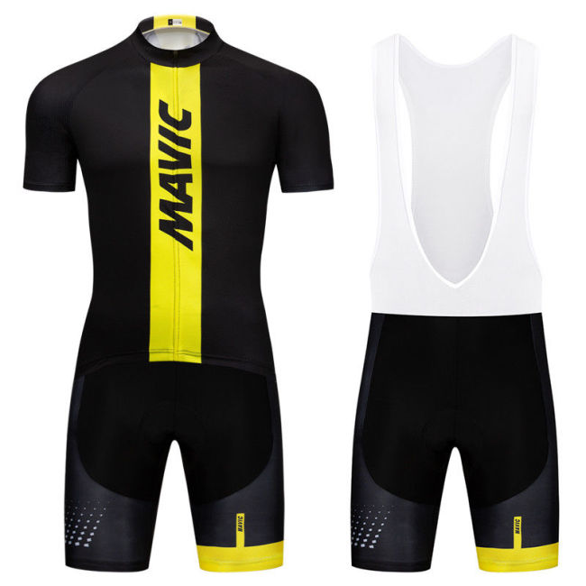 2019 Mavic Black Men Bike Team Cycling Jerseys Short Sleeve Bib Shorts Kits Racing Uniforms