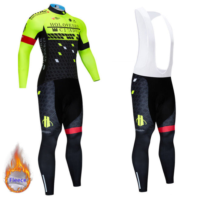 2018 UCI  Men's Fleece Thermal Warmer Cycling Jersey Bib Pants Winter Bike Clothing