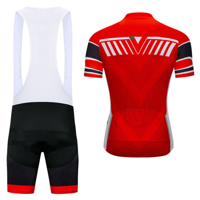 2019 Casteli Mens Short Sleeve Cycling Clothing Jersey Shirt Bib Shorts Set Red Bike Uniforms