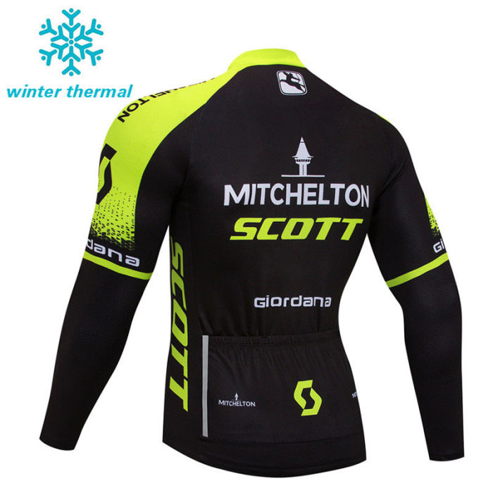 2019 Scott Mens Team Winter Cycling Outfits Jersey Bib Pants Kits Fleece Warm Jacket Tights