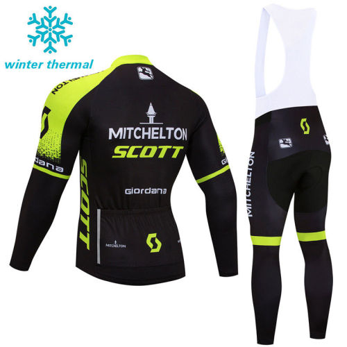 2019 Scott Mens Team Winter Cycling Outfits Jersey Bib Pants Kits Fleece Warm Jacket Tights