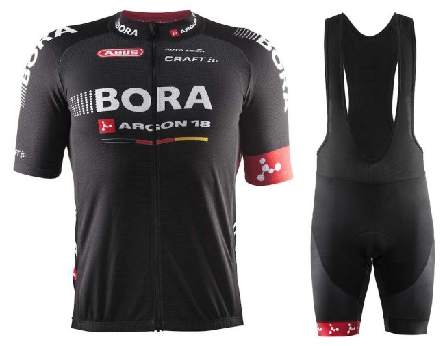 2016 Team Bora Argon 18 Black Cycling Jersey And Bib Shorts Set