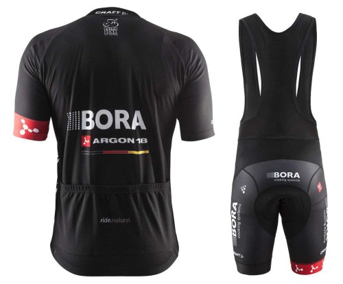 2016 Team Bora Argon 18 Black Cycling Jersey And Bib Shorts Set