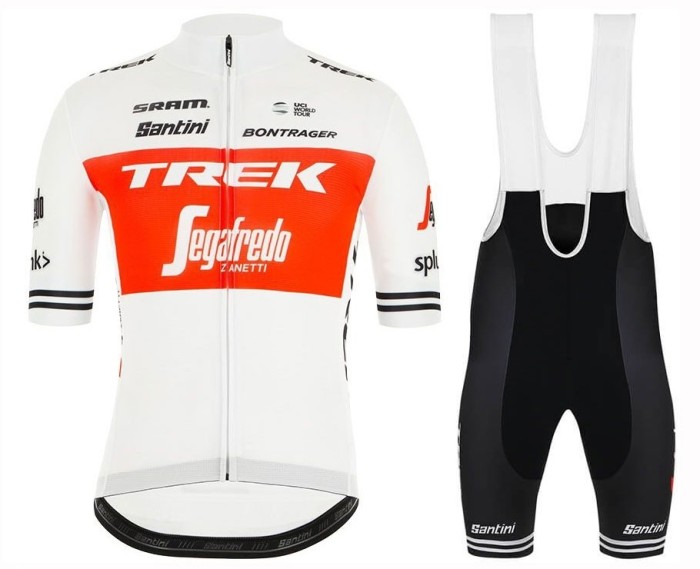 2019 Trek Factory Racing TDF White Cycling Jersey And Bib Shorts Set