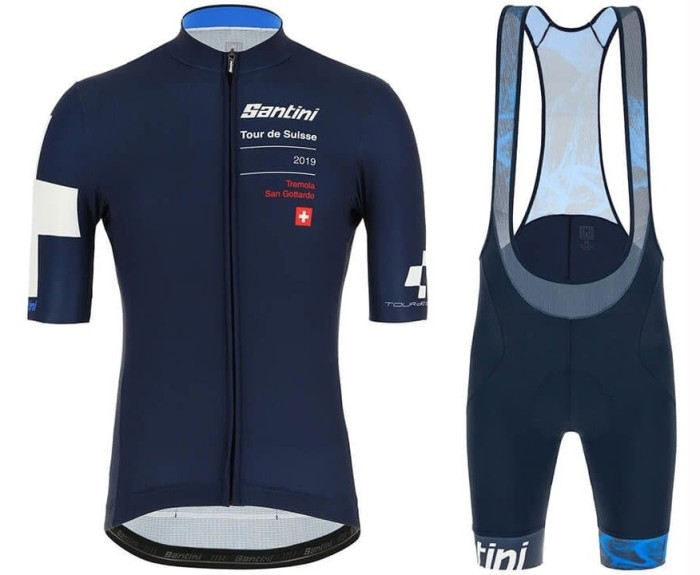 2019 Santini Tour de Suisse Blue Cycling Jersey And Bib Shorts Set