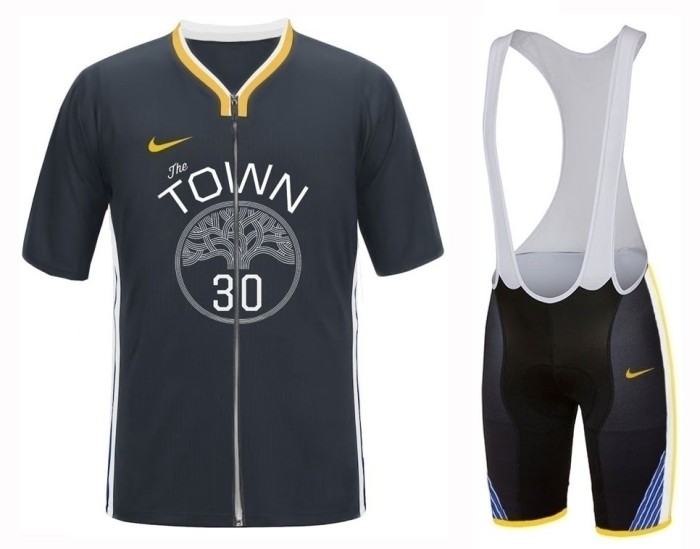 2019 Golden State Warriors Stephen Curry Cycling Jersey And Bib Shorts Set