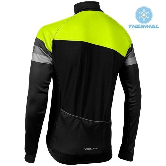 2019 Nalini Warm 2.0 Black-Yellow Thermal Long Sleeve Cycling Jersey