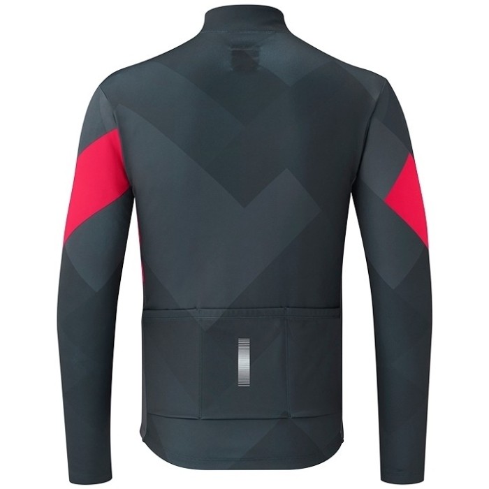 2019 Shimano Grey-Red Long Sleeve Cycling Jersey And Bib Pants Set