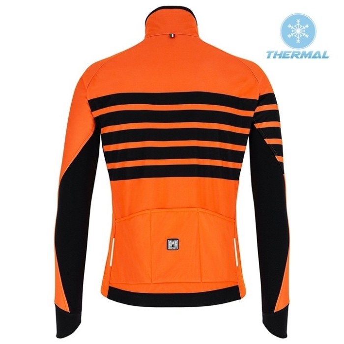 2019 Santini Svolta Orange Thermal Long Sleeve Cycling Jersey