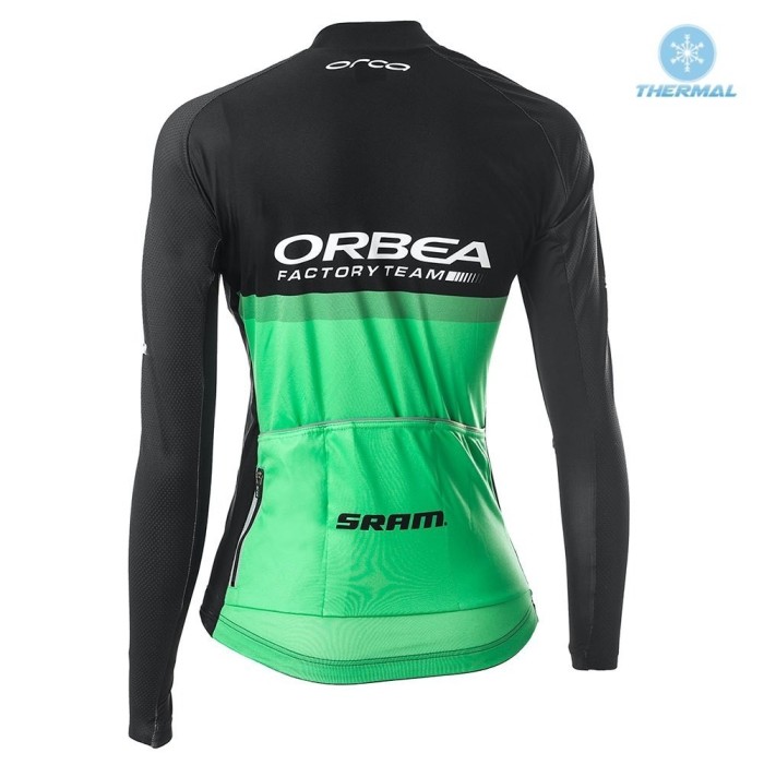 2019 Orbea Factory Racing Women Green Thermal Long Sleeve Cycling Jersey