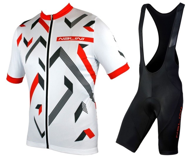 2019 Nalini Descesa 2.0 White-Red Cycling Jersey And Bib Shorts Set