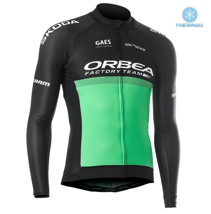 2019 Orbea Factory Racing Green Thermal Long Sleeve Cycling Jersey