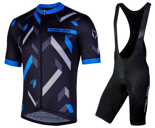 2019 Nalini Descesa 2.0 Black-Blue Cycling Jersey And Bib Shorts Set